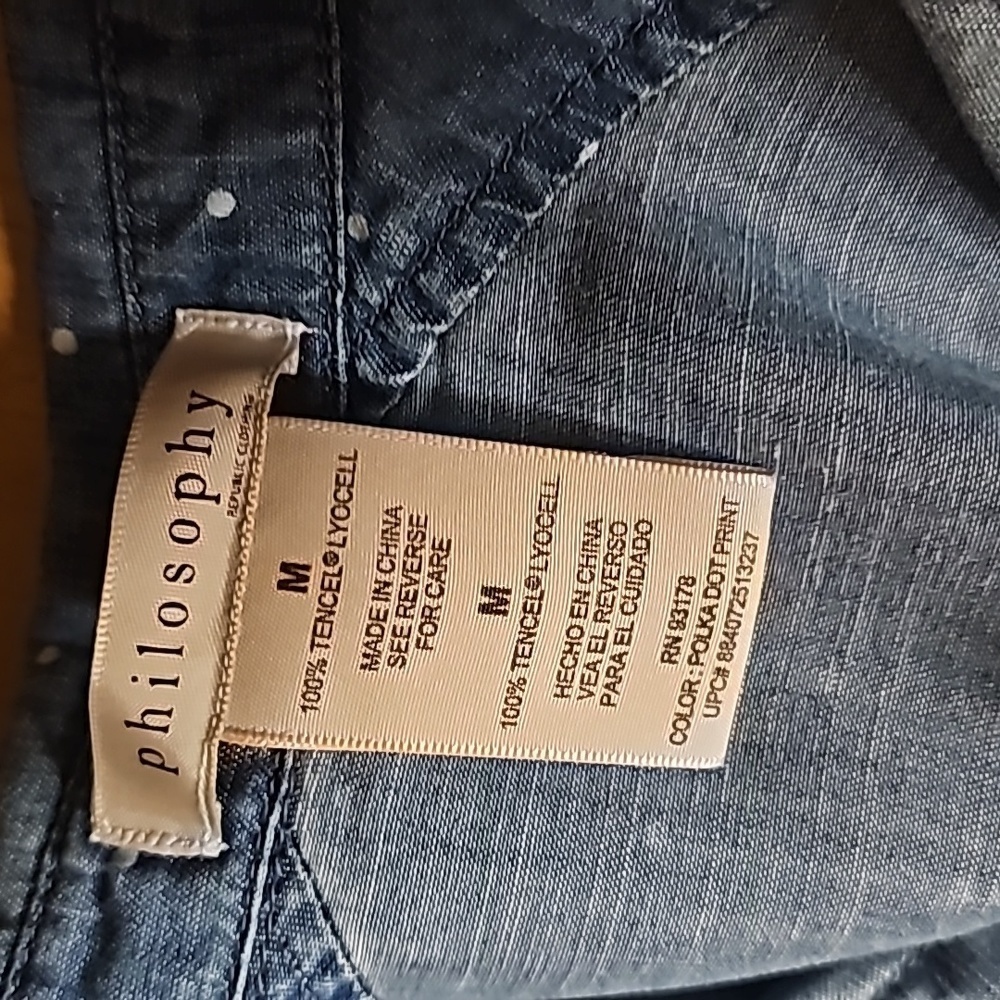 Med Philosophy polka dotted denim like shirt dress with pockets - Picture 9 of 9